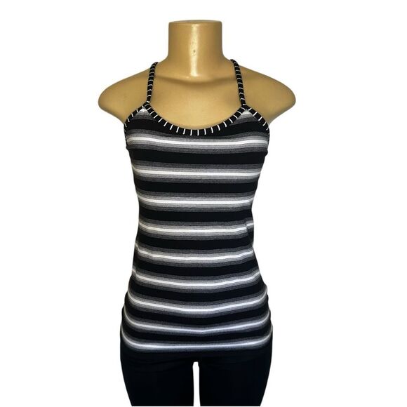 Lululemon power y tank striped size 6 black white - Picture 1 of 6